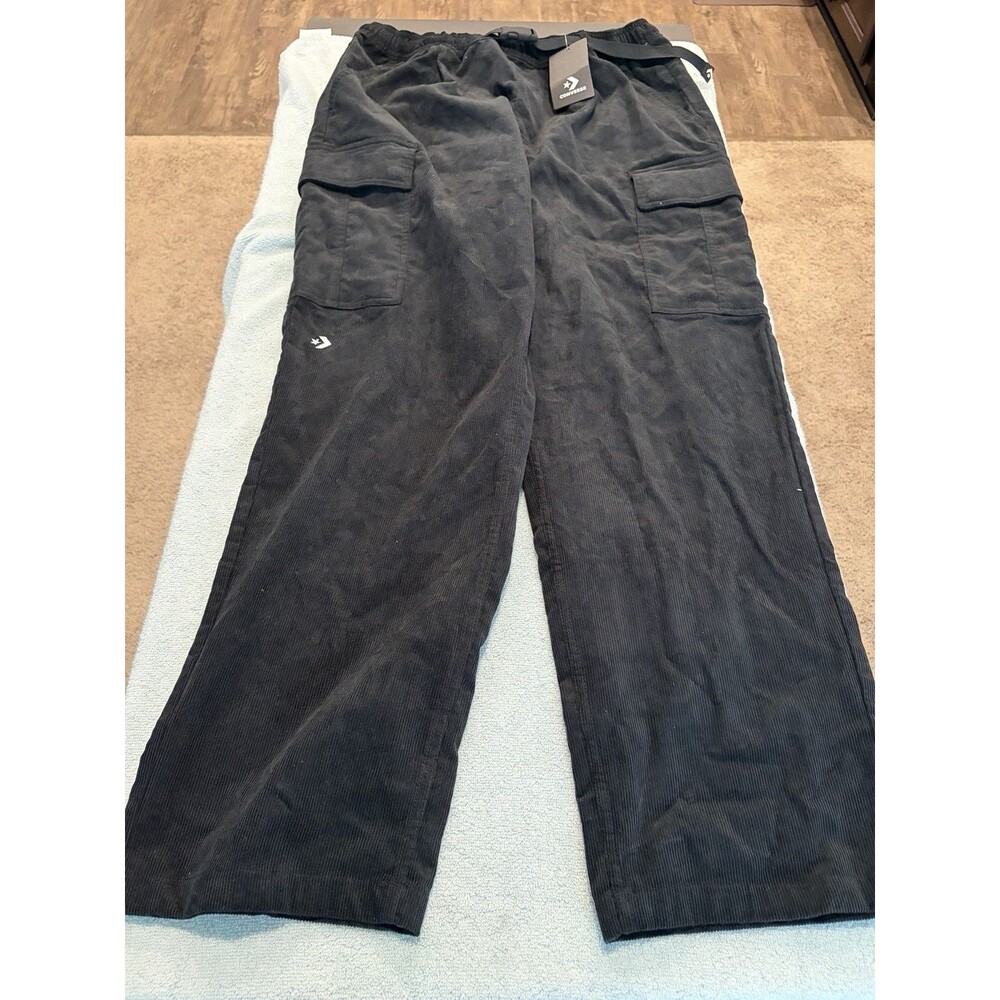 Converse Mens Cargo Pants Large Black Corduroy Utility Wide Leg NWT $85